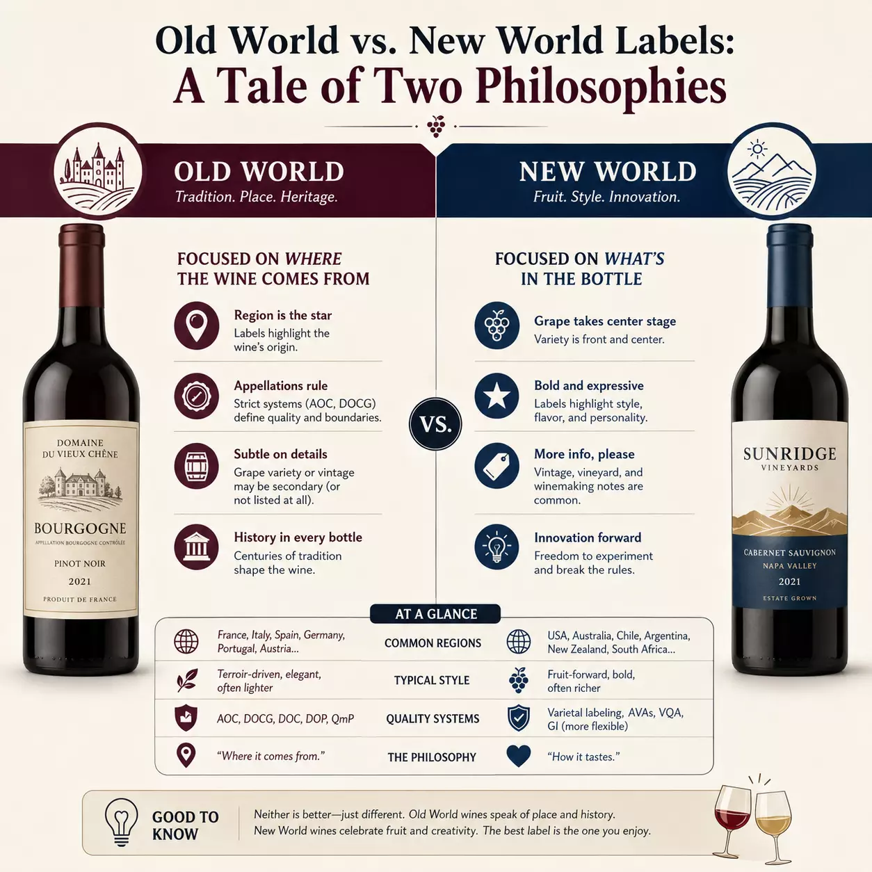 Old new world wine label comparison guide