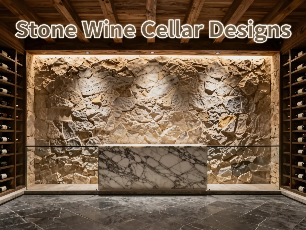 Limestone marble glass steel herringbone wine bottle lighting