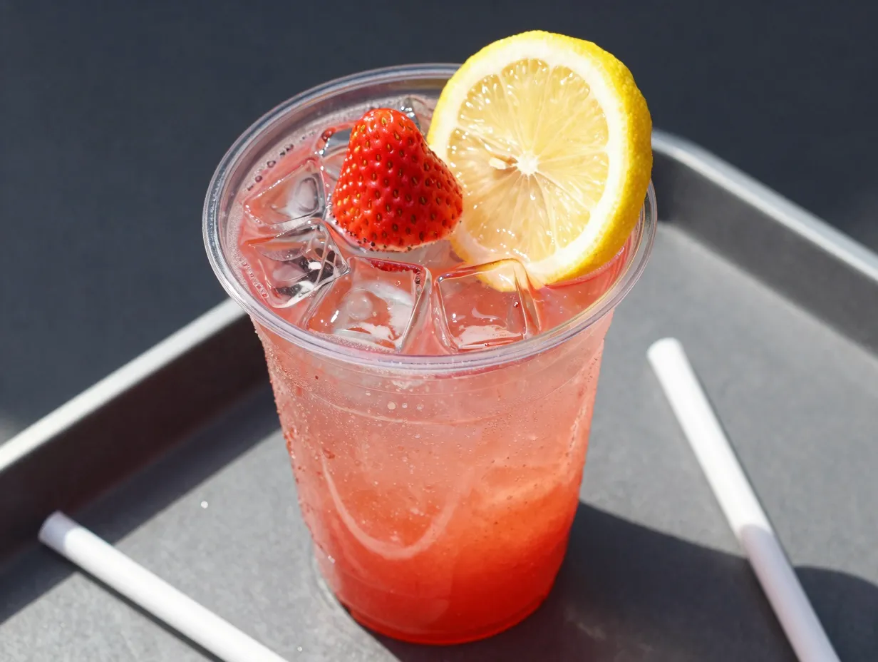 Iced strawberry lemonade energy drink