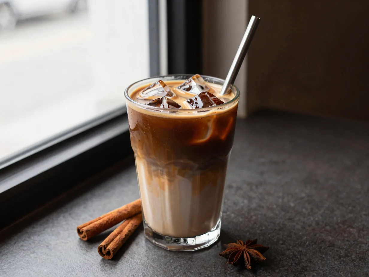 Iced dirty chai spiced espresso layer