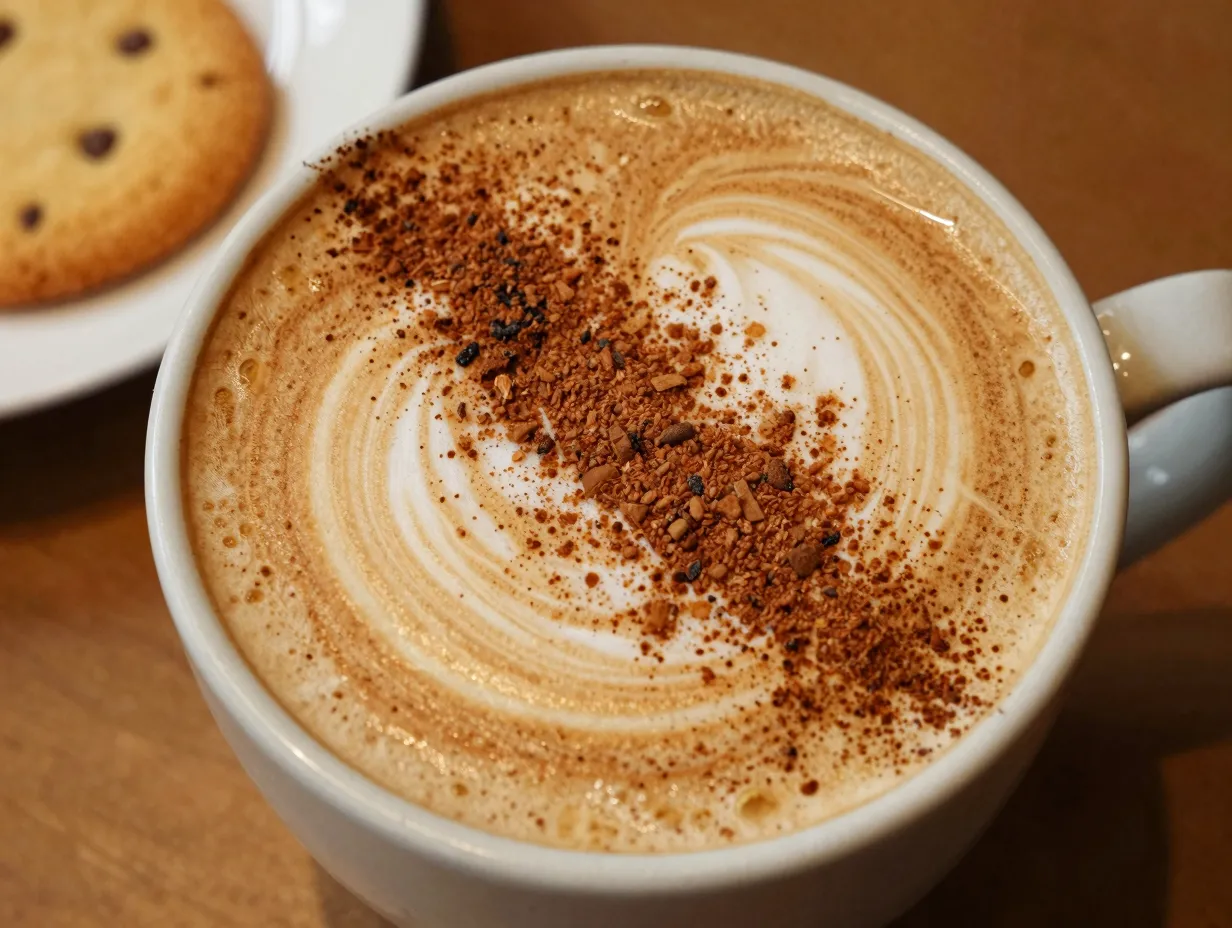 Hot snickerdoodle latte cinnamon topping