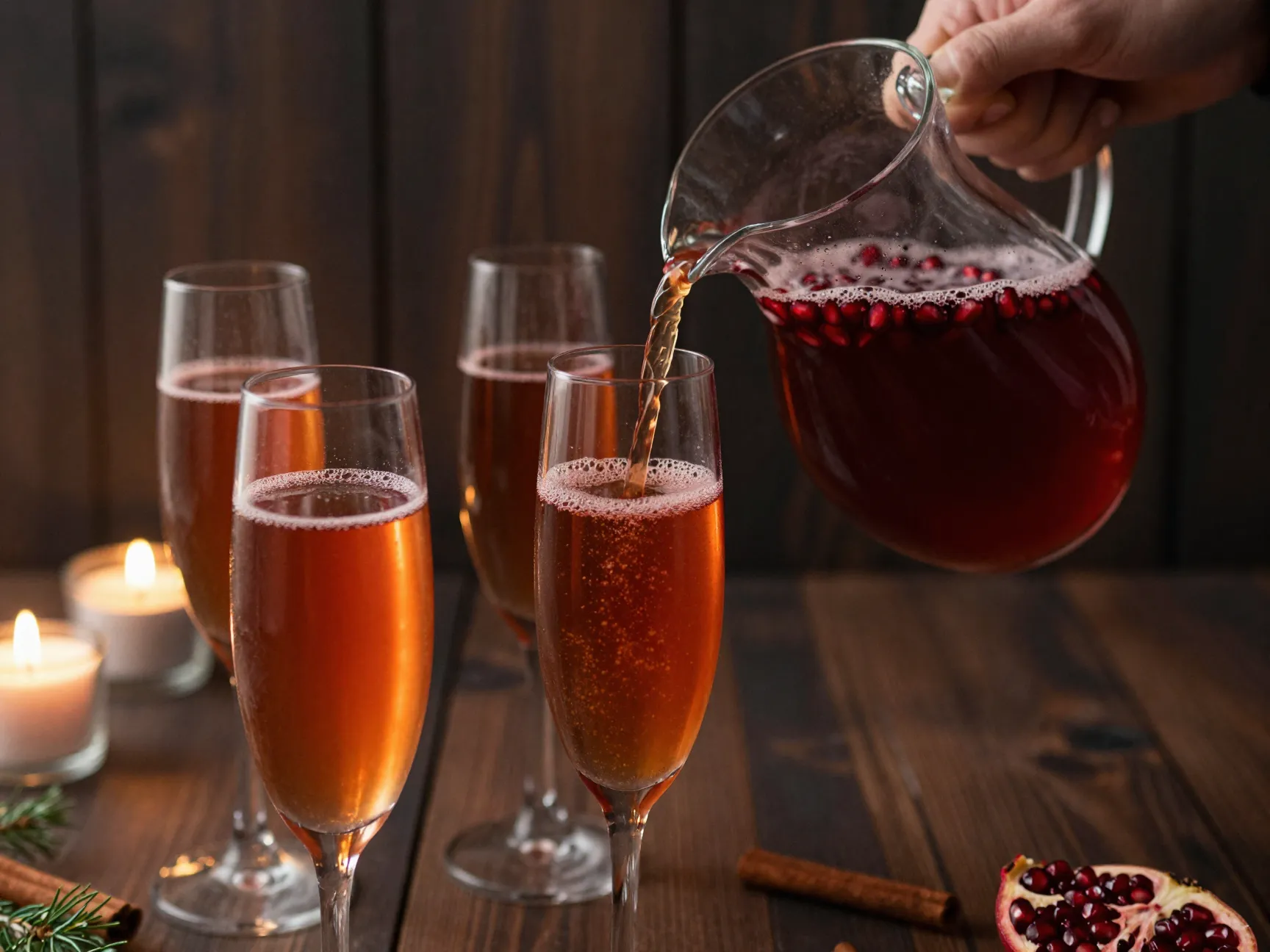 Sophisticated botanical life of the party punch champagne flutes cinnamon