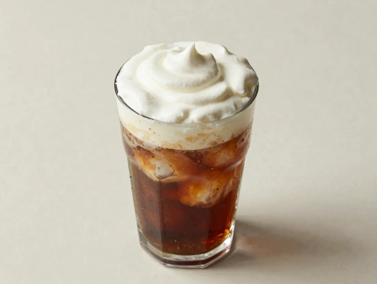 Vanilla cream coke glass heavy cream drizzled over