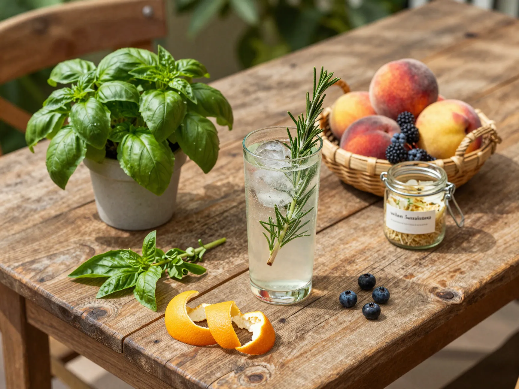 Garden fresh cocktail with lemon verbena and market herbs