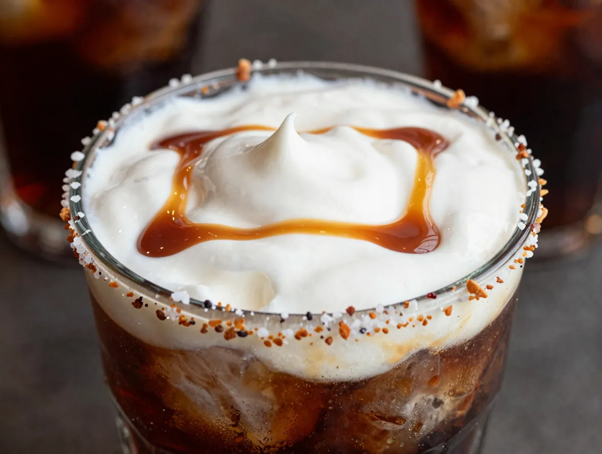 Salted caramel coke flaky sea salt rim drizzle