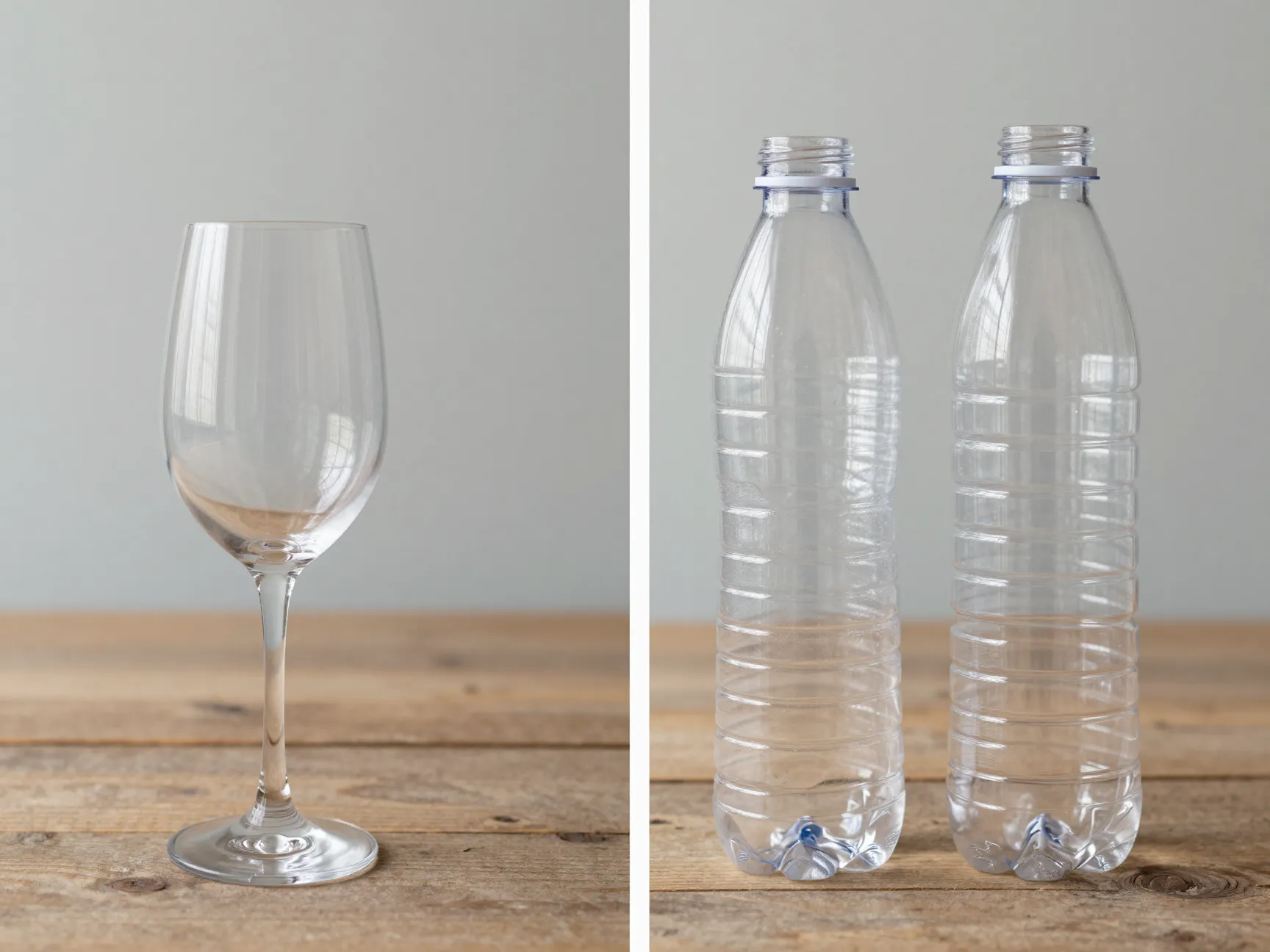 Upcycled clear plastic bottle wine glass handmade ecofriendly craft