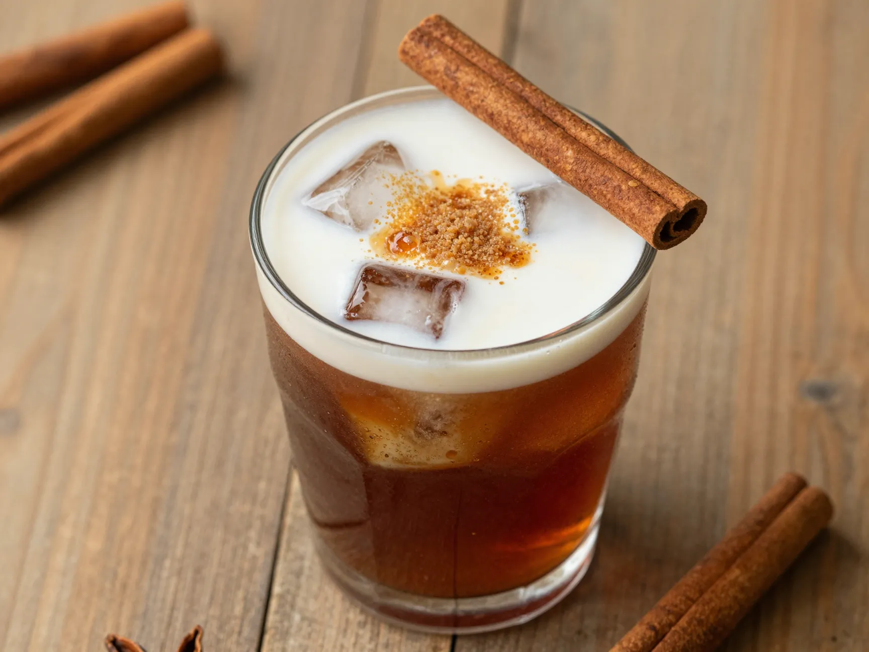 Brown sugar cinnamon coke cinnamon stick garnish glass