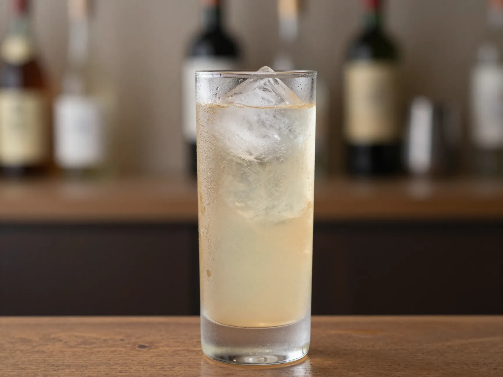 Frosted tall glass japanese whisky highball with single ice
