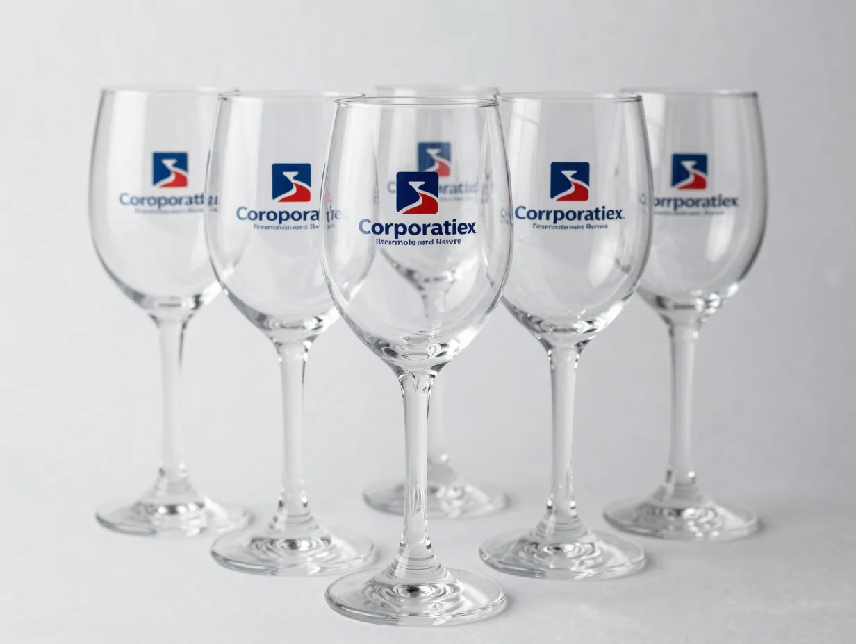 Professionally printed custom logo plastic wine glass corporate event