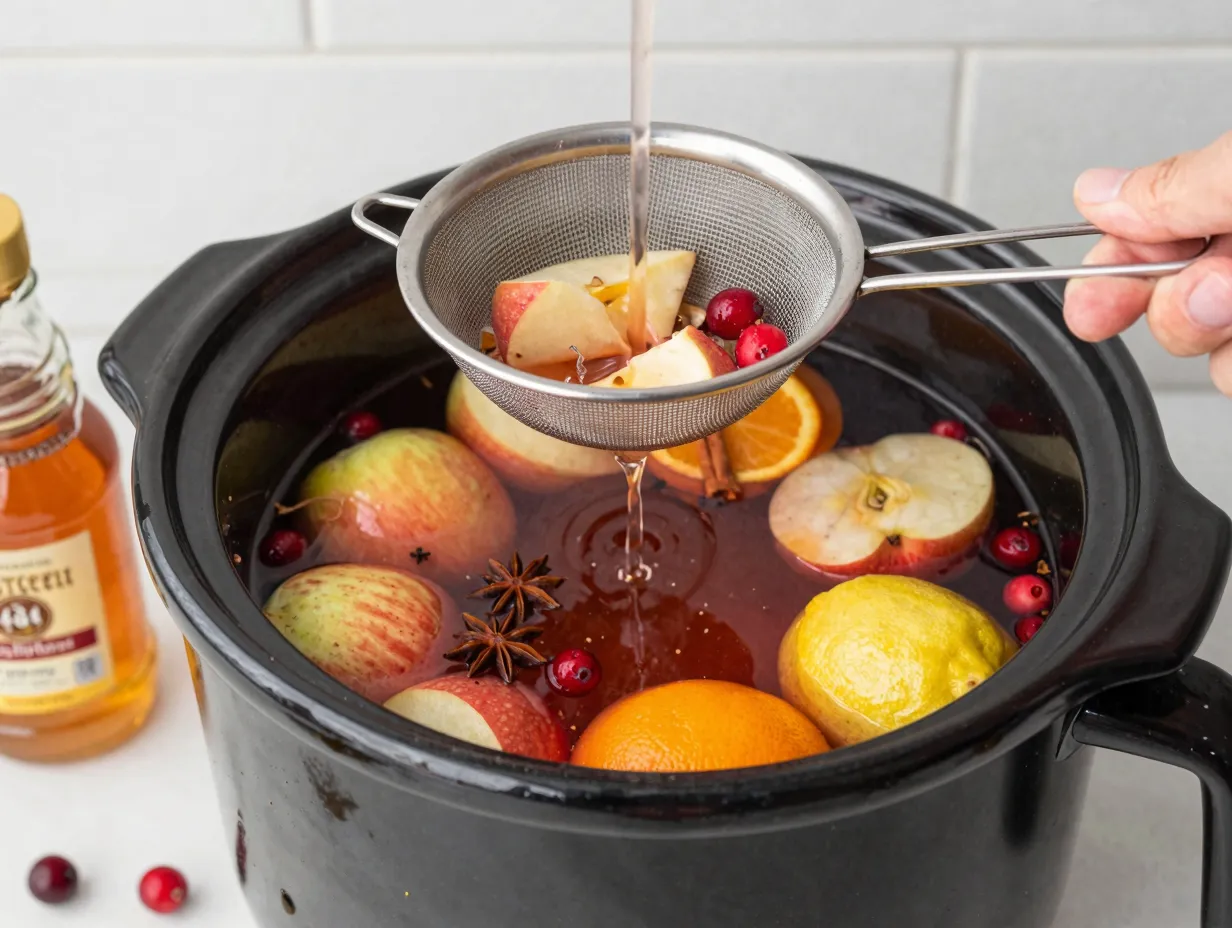 Crockpot apple cider cranberries from scratch fruit mash strain