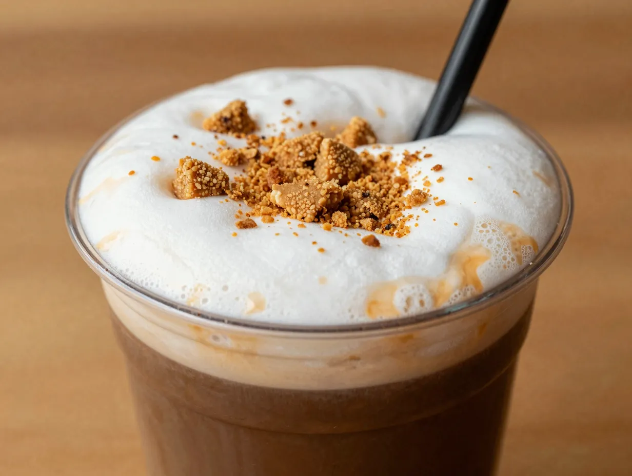 Cookie butter cold brew with foam and crumbles