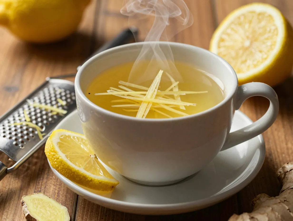 Lemon ginger acv morning refresher freshly grated mug