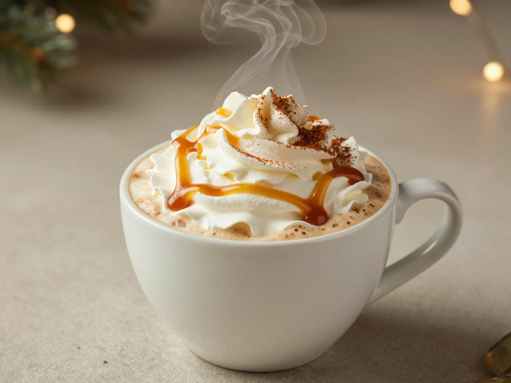 Toasted white chocolate latte with whipped cream