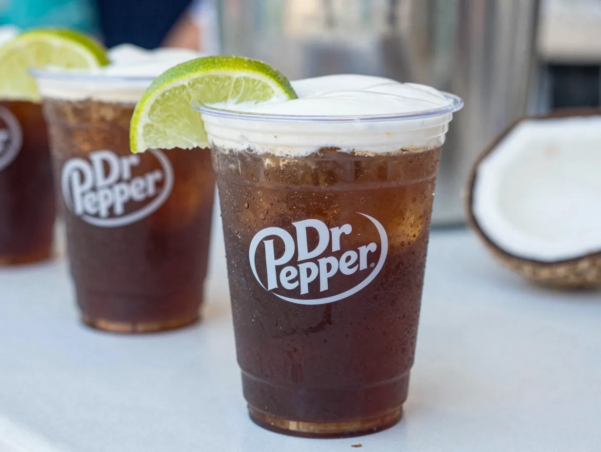 Dr pepper coconut lime diploma tropical garnished drink