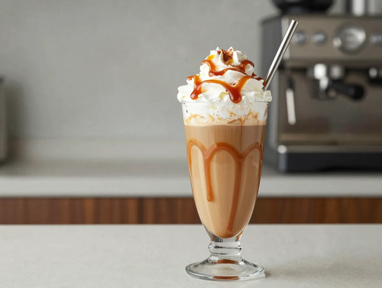 Caramel craze latte with caramel and cinnamon