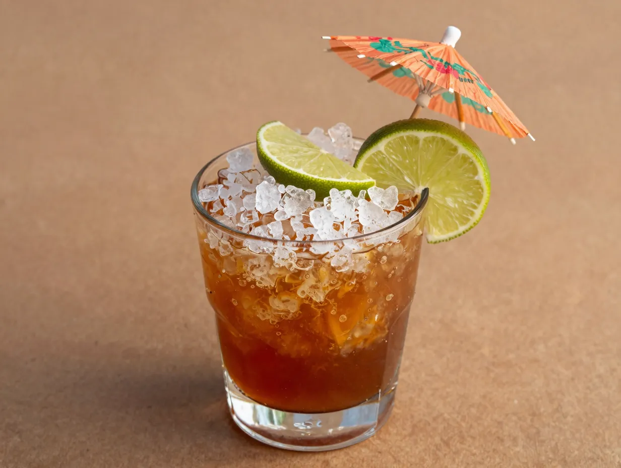 Drive by mai tai rocks glass crushed ice almond syrup orange juice