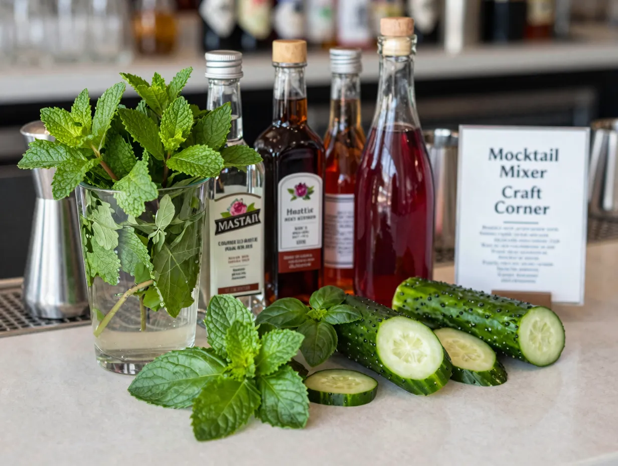 Fresh mint cucumber mocktail mixer craft corner bar