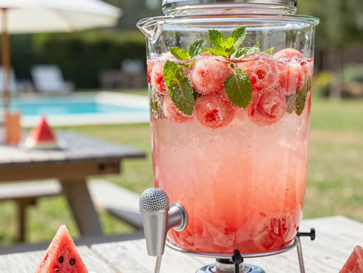 Watermelon punch with fresh juice mint and sparkling water