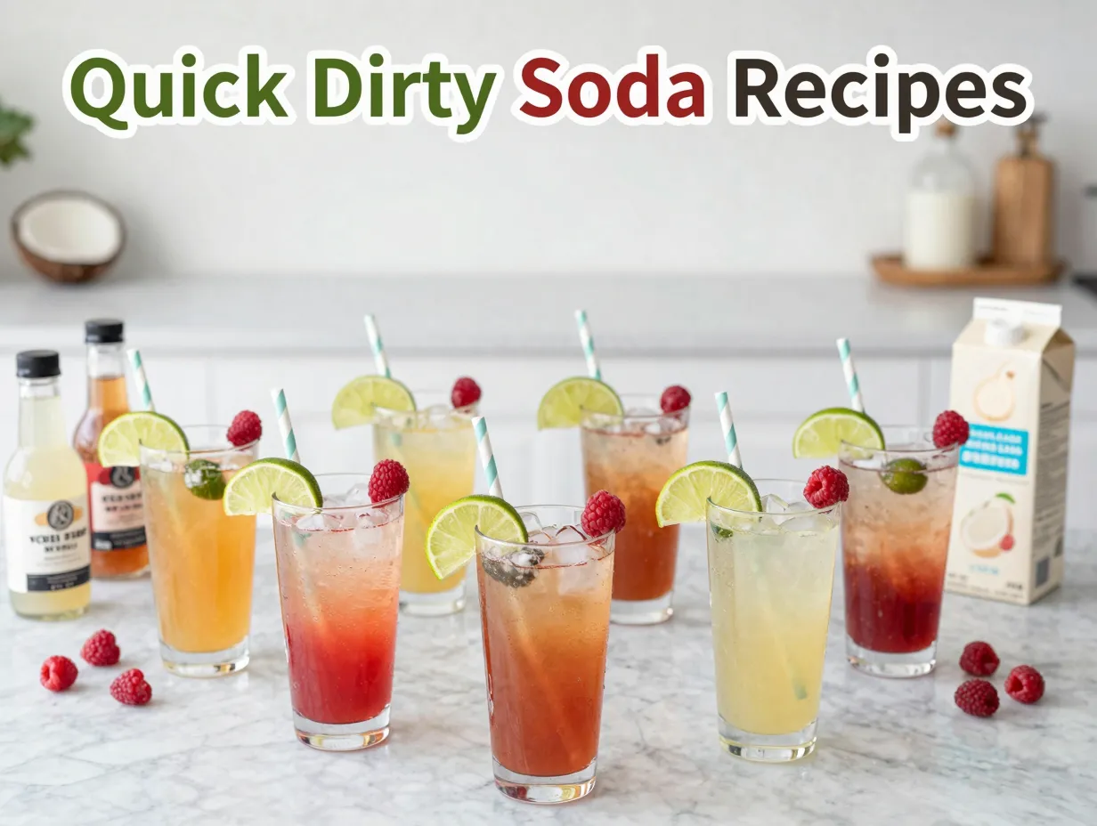 Easy dirty soda recipes eight glasses syrups cream lime