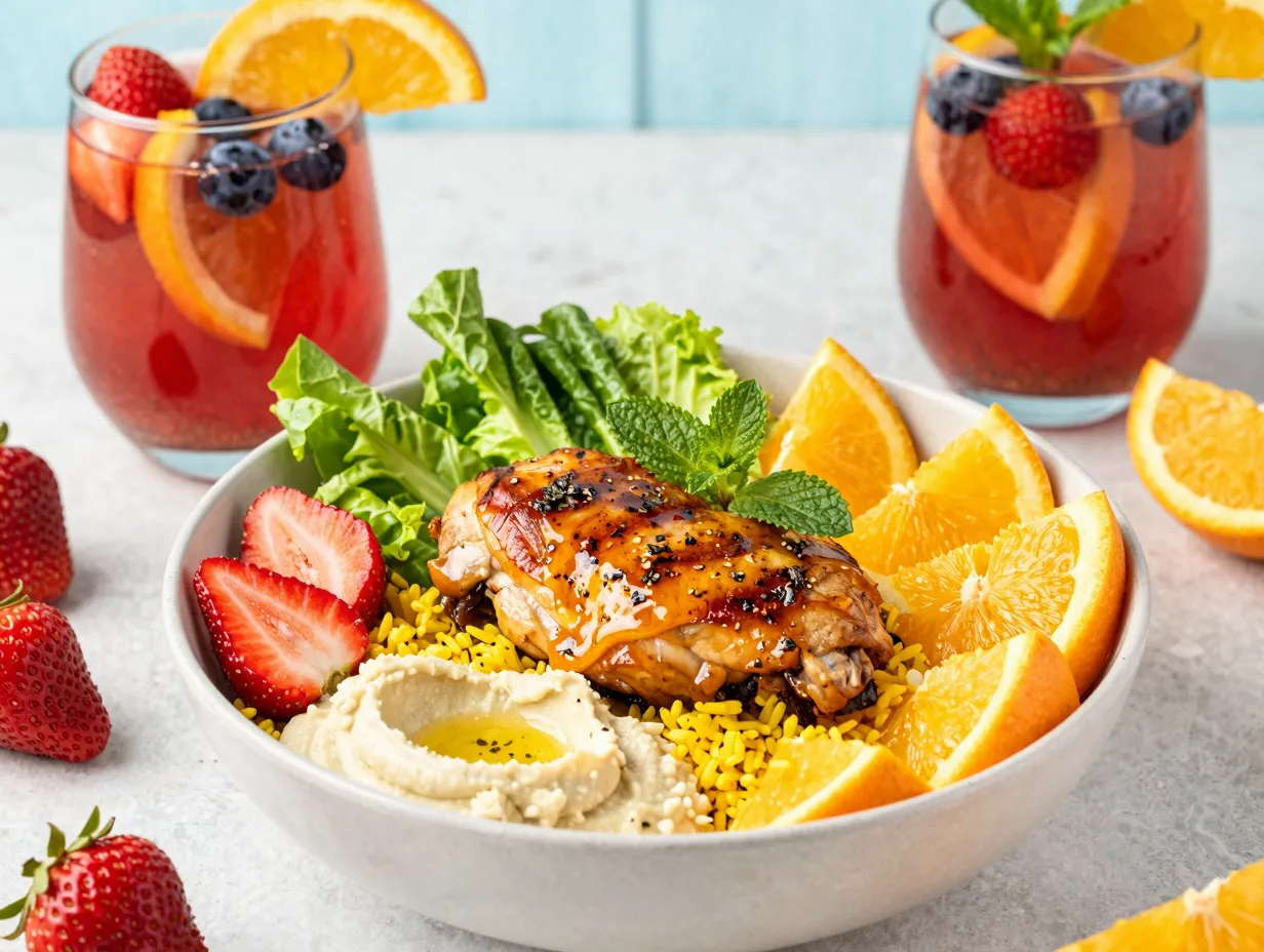 Cava sangria inspired chicken bowl festive summer gathering