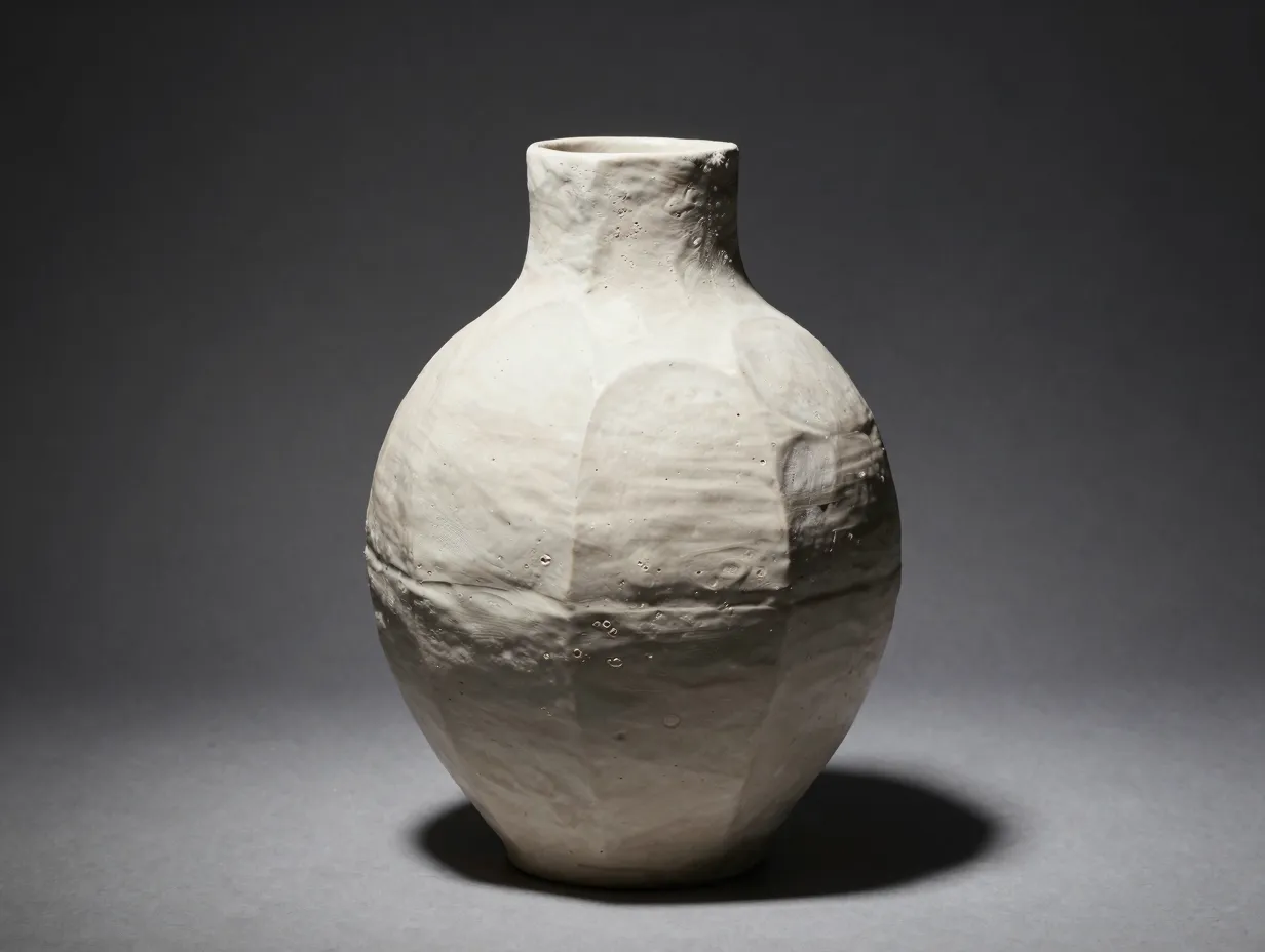Sculptural handbuilt ceramic wine vessel faceted sides