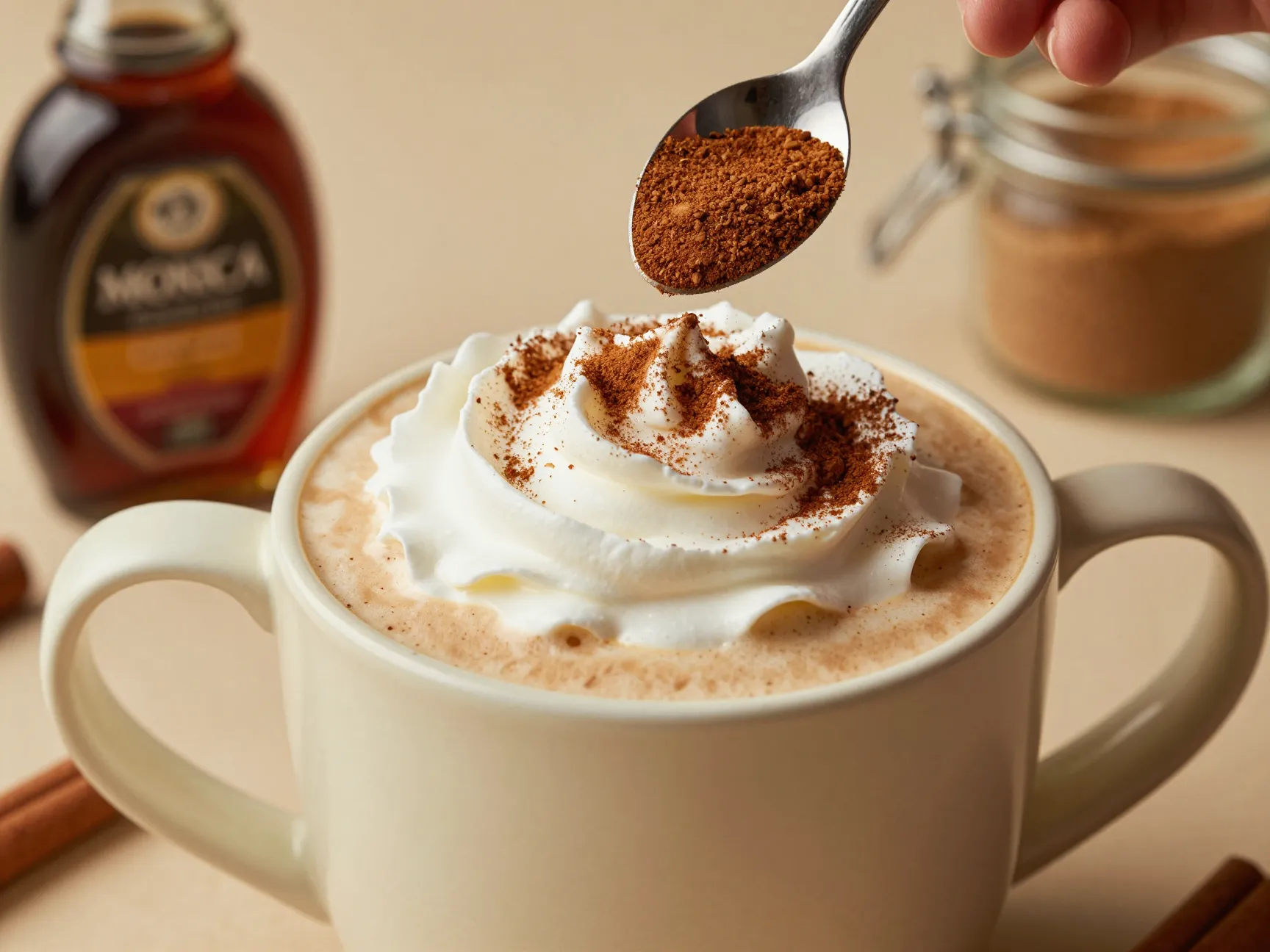 Gingerbread latte mug molasses spiced milk cinnamon dust