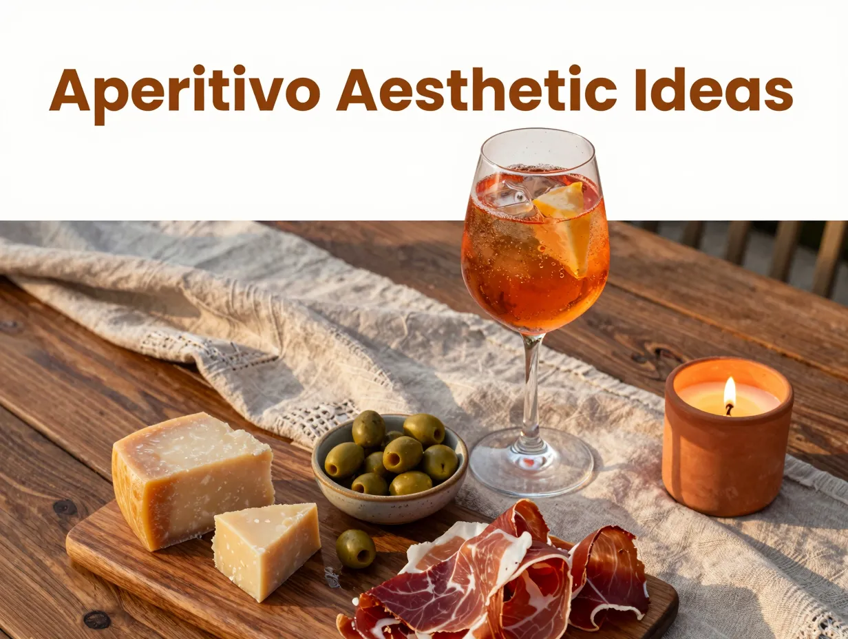 Amber spritz linen olives prosciutto candle terracotta light