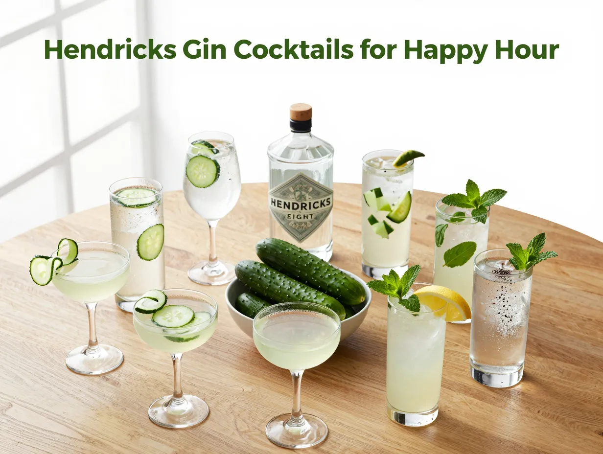 Hendricks gin cucumber cocktails happy hour bar table