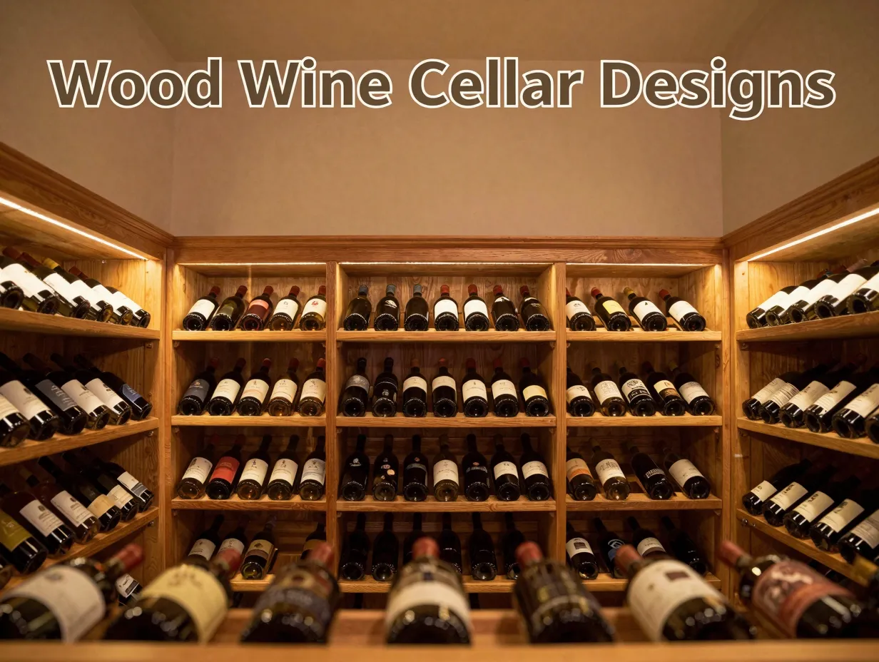 Warm mahogany wine cellar bottle racks led glow collection