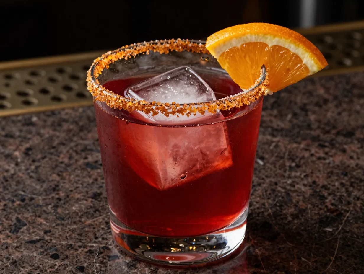 Cranberry margarita with orange sugar rim festive cocktail