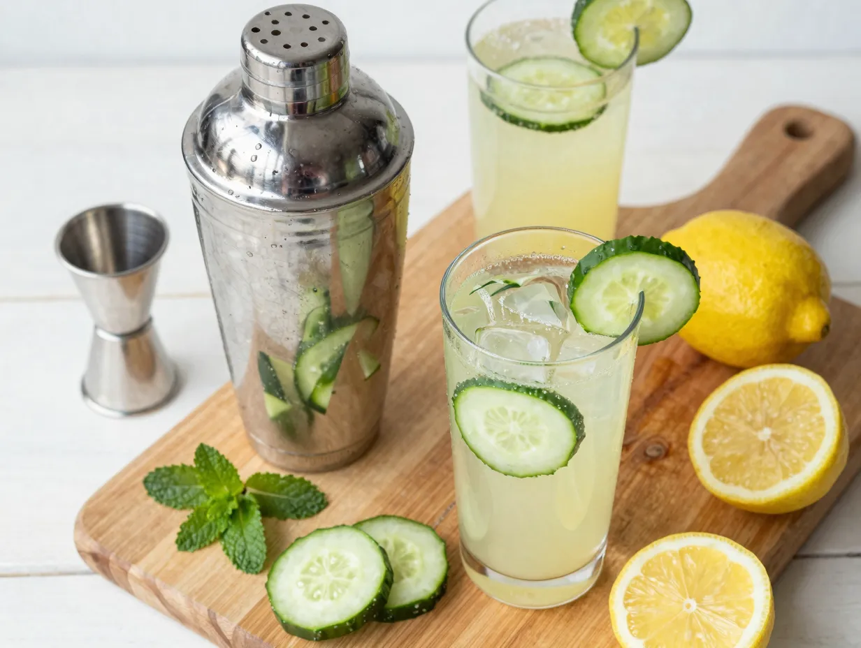 Hendricks cucumber lemonade with muddled cucumber