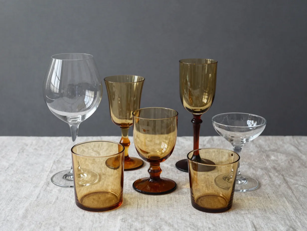 A collection of mixed vintage and contemporary colored glassware