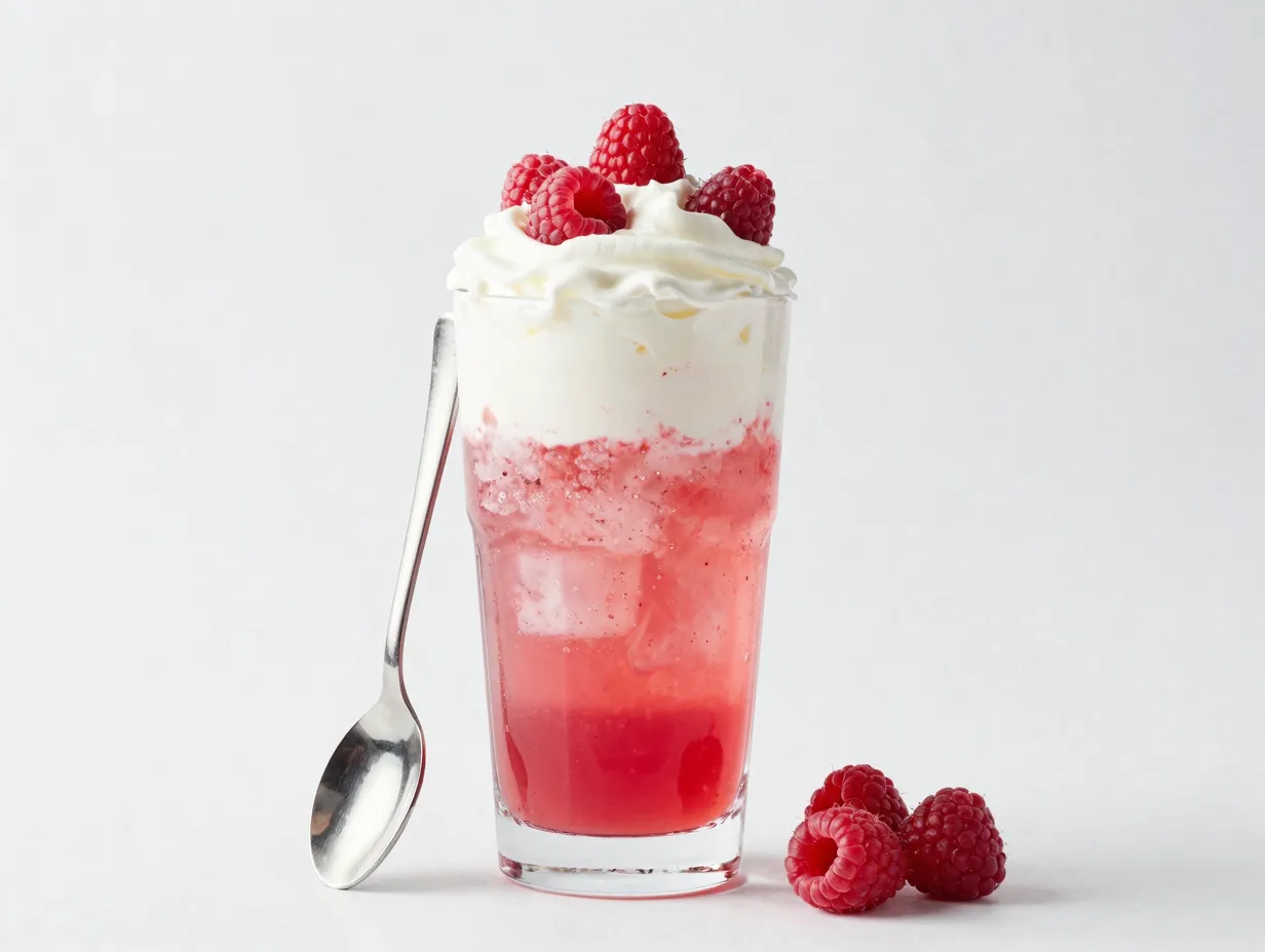 Classic raspberry cream sprite with distinct floating cream layer