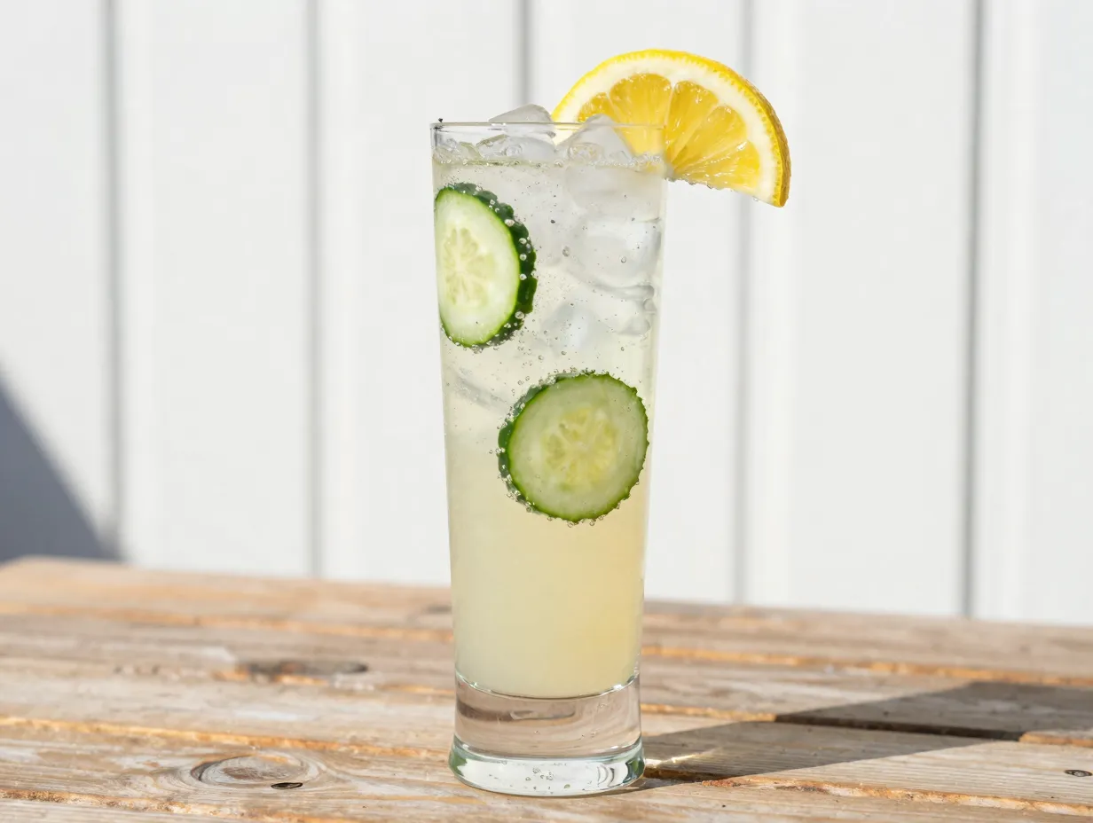 Hendricks cucumber elderflower collins tall glass