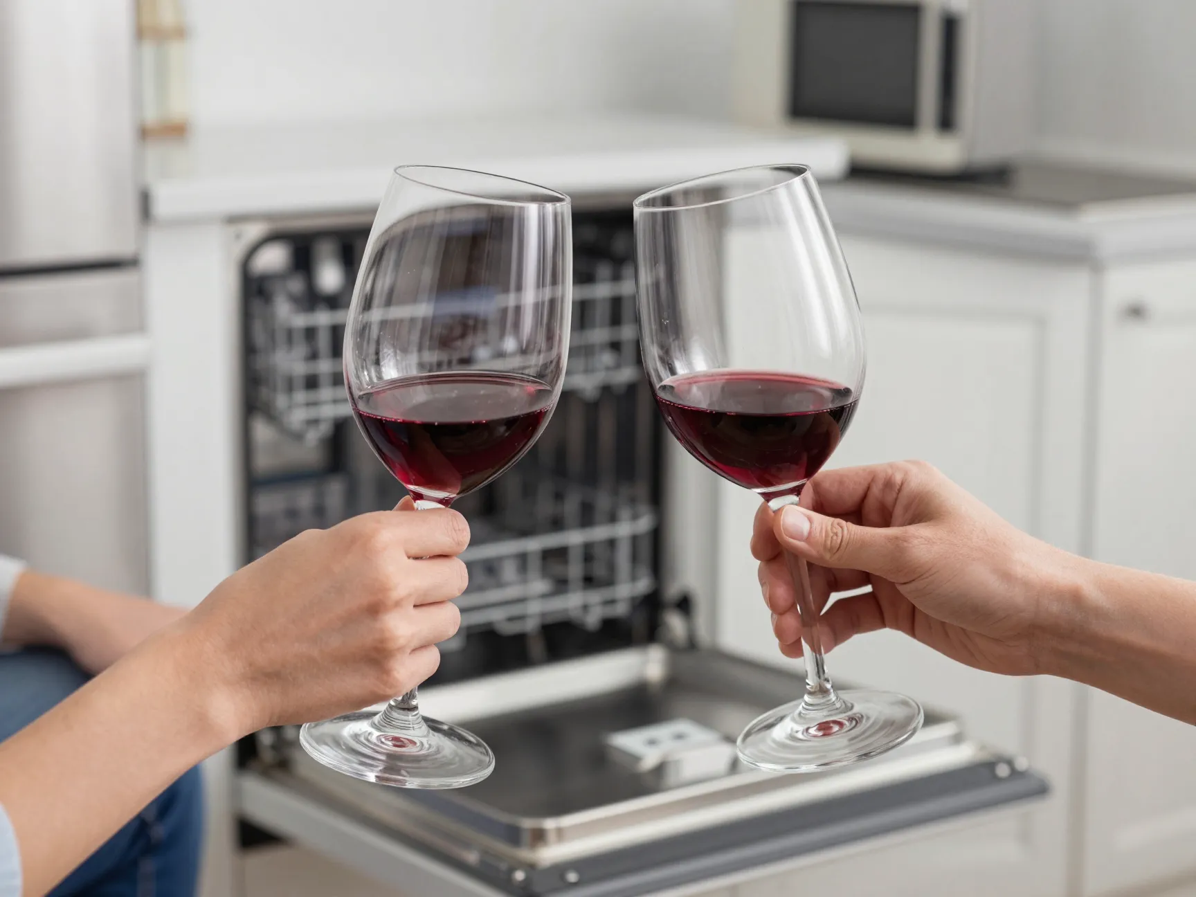 Large capacity dishwasher safe crystal stemmed wine glasses modern kitchen