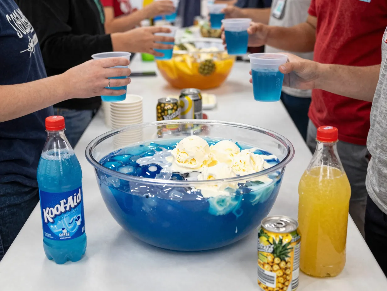 Budget friendly blue kool aid punch ginger ale ice cream