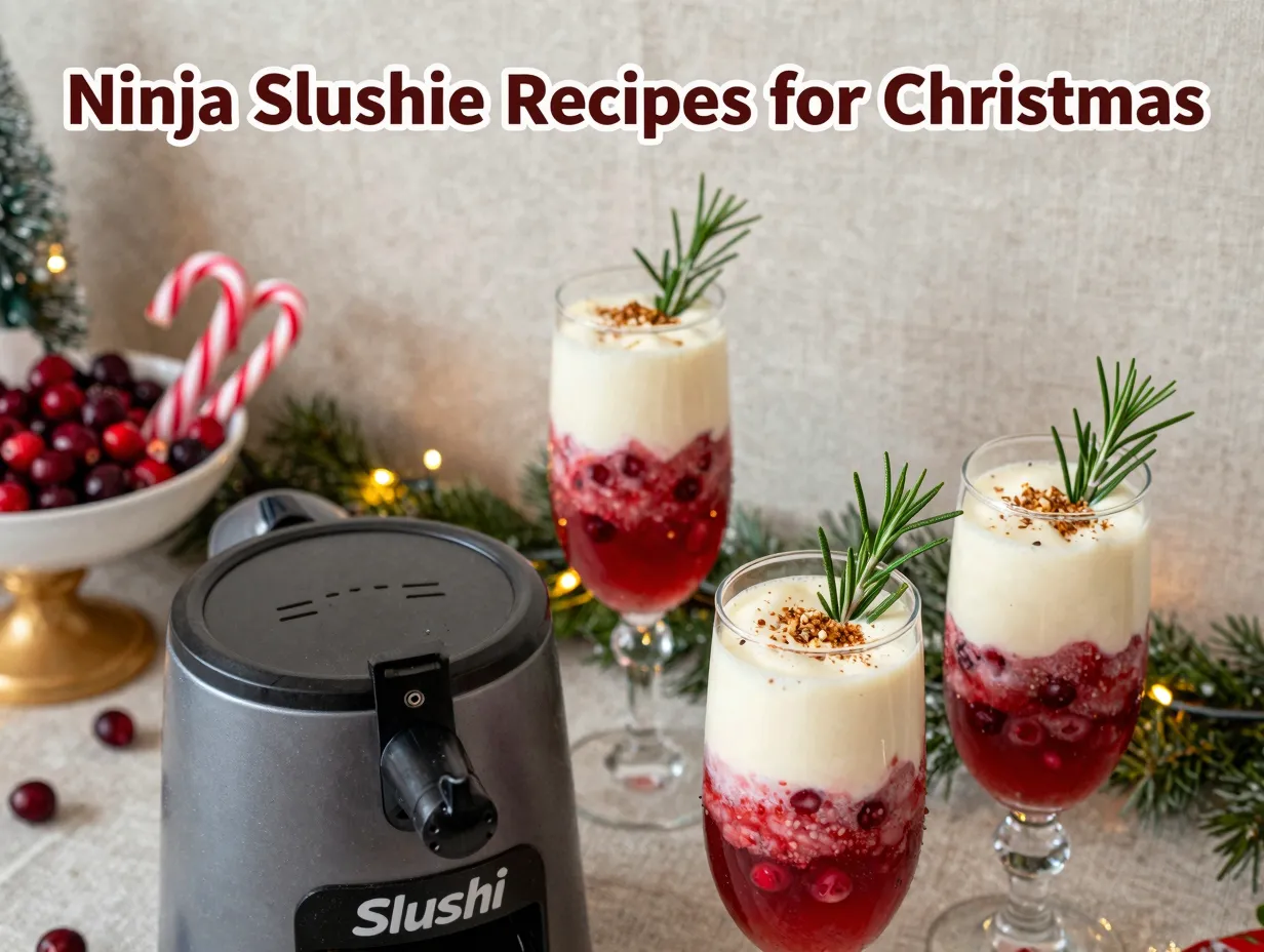 Ninja slushi twist holiday slushie bar cranberry eggnog festive garnishes