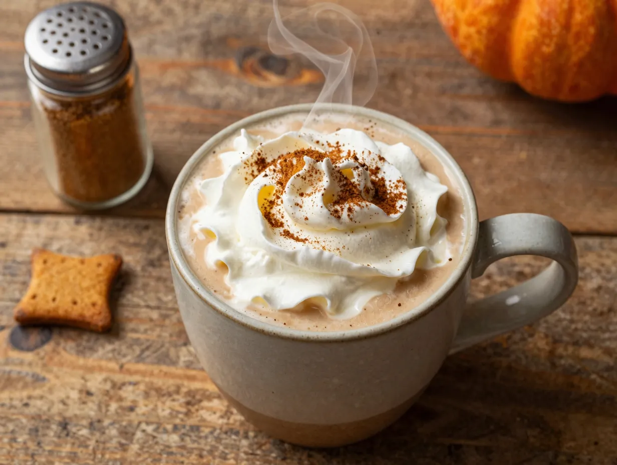 Pumpkin spice latte mocktail whipped cream topping