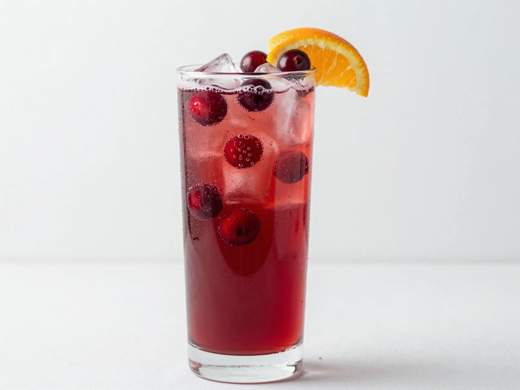 Deep ruby cranberry mocktail fizz fresh garnishes