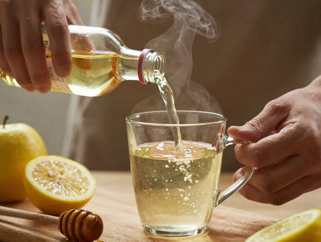 Digestive health apple cider vinegar warm water before meal preparation