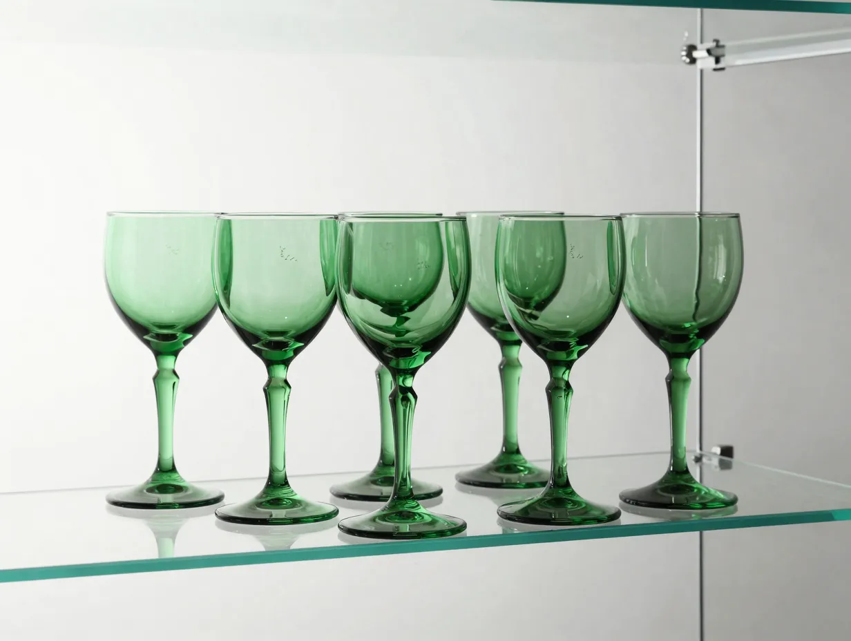 Val st lambert signed emerald green modernist crystal glasses