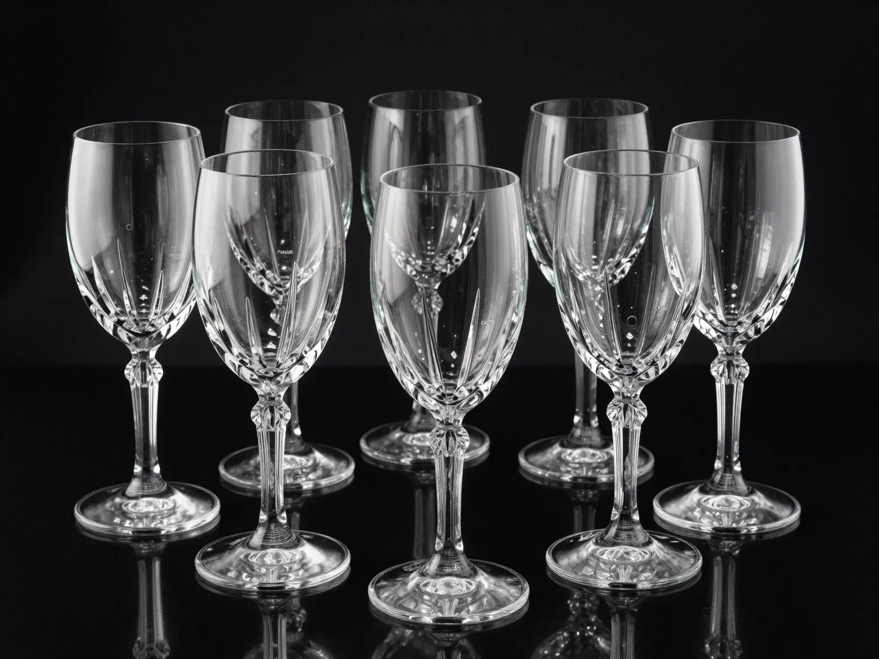 Baccarat cassino vertical oval cut crystal wine glasses