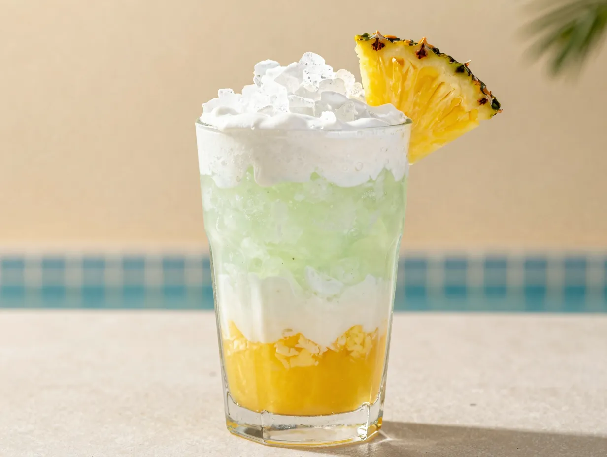Pineapple coconut sprite zero with crushed ice and cream