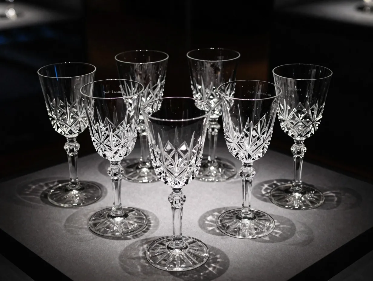 Saint louis chantilly diamond fan cut crystal wine glasses
