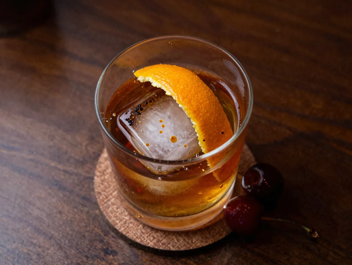 Low carb old fashioned whiskey drink