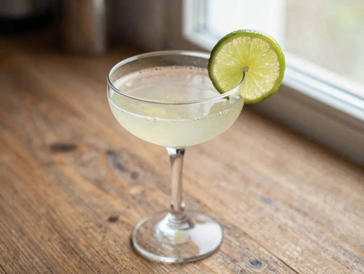 Keto daiquiri with lime wheel garnish