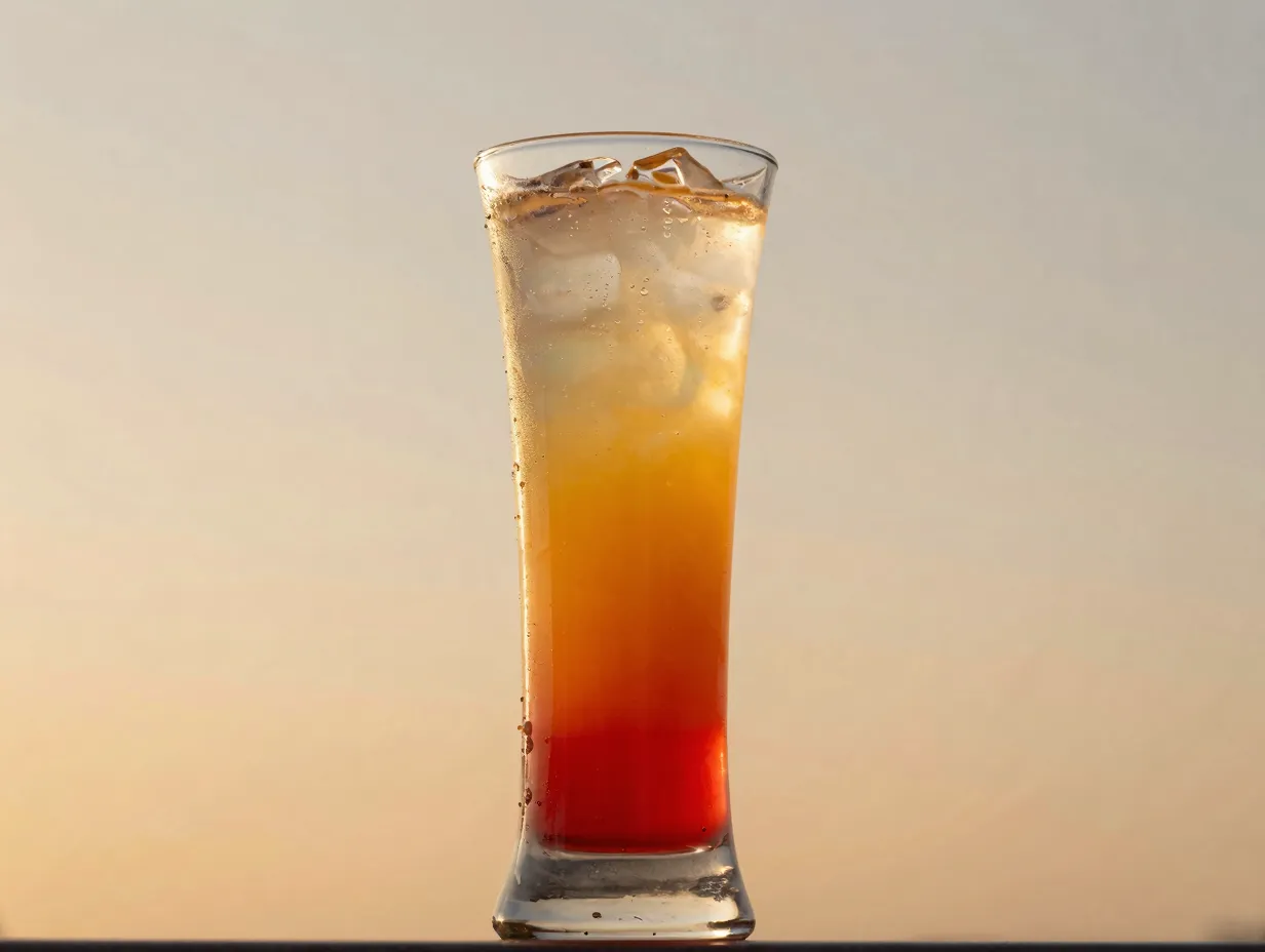Sunset gradient margarita mocktail in tall glass