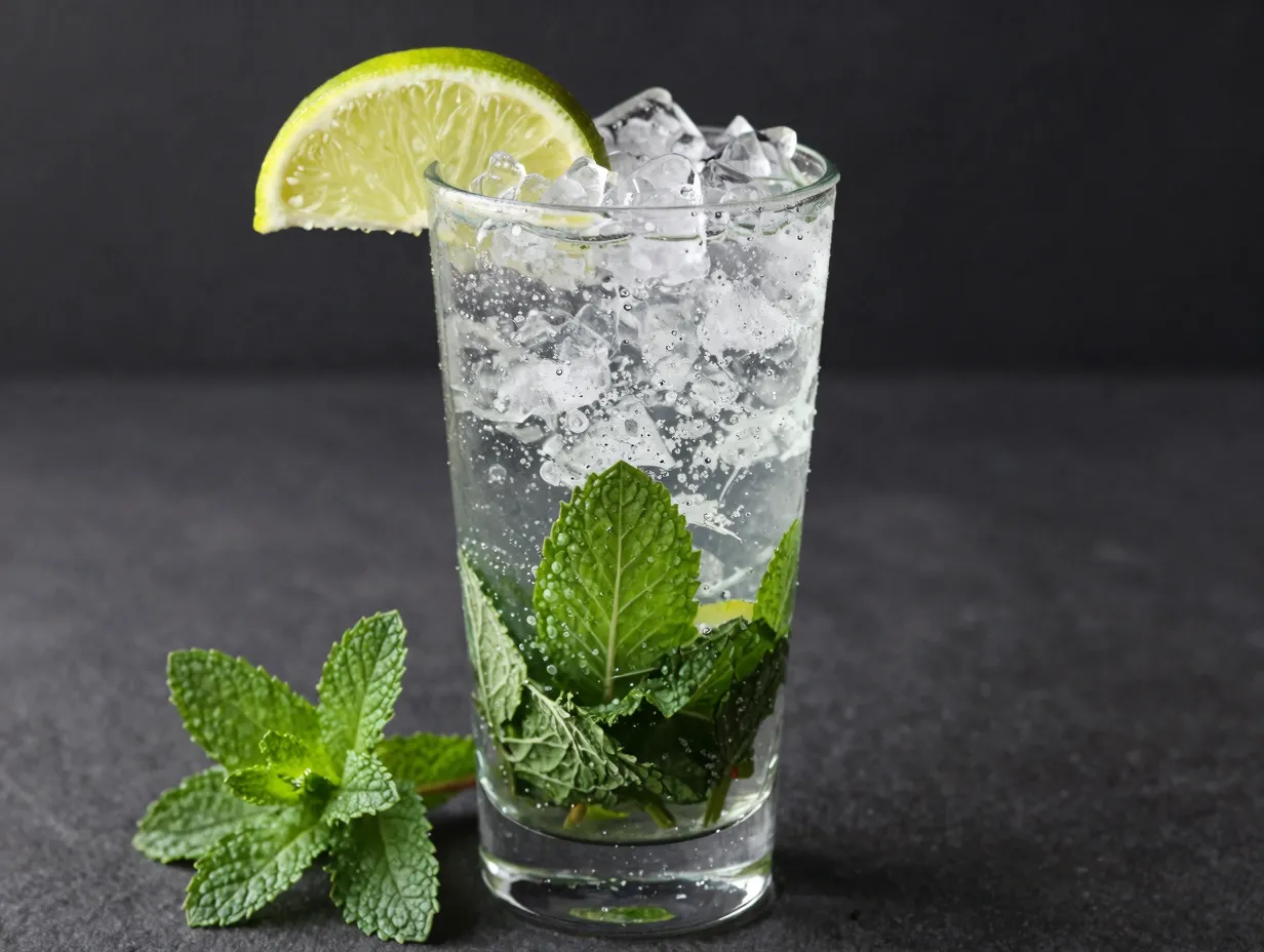Classic virgin mojito with muddled mint and lime