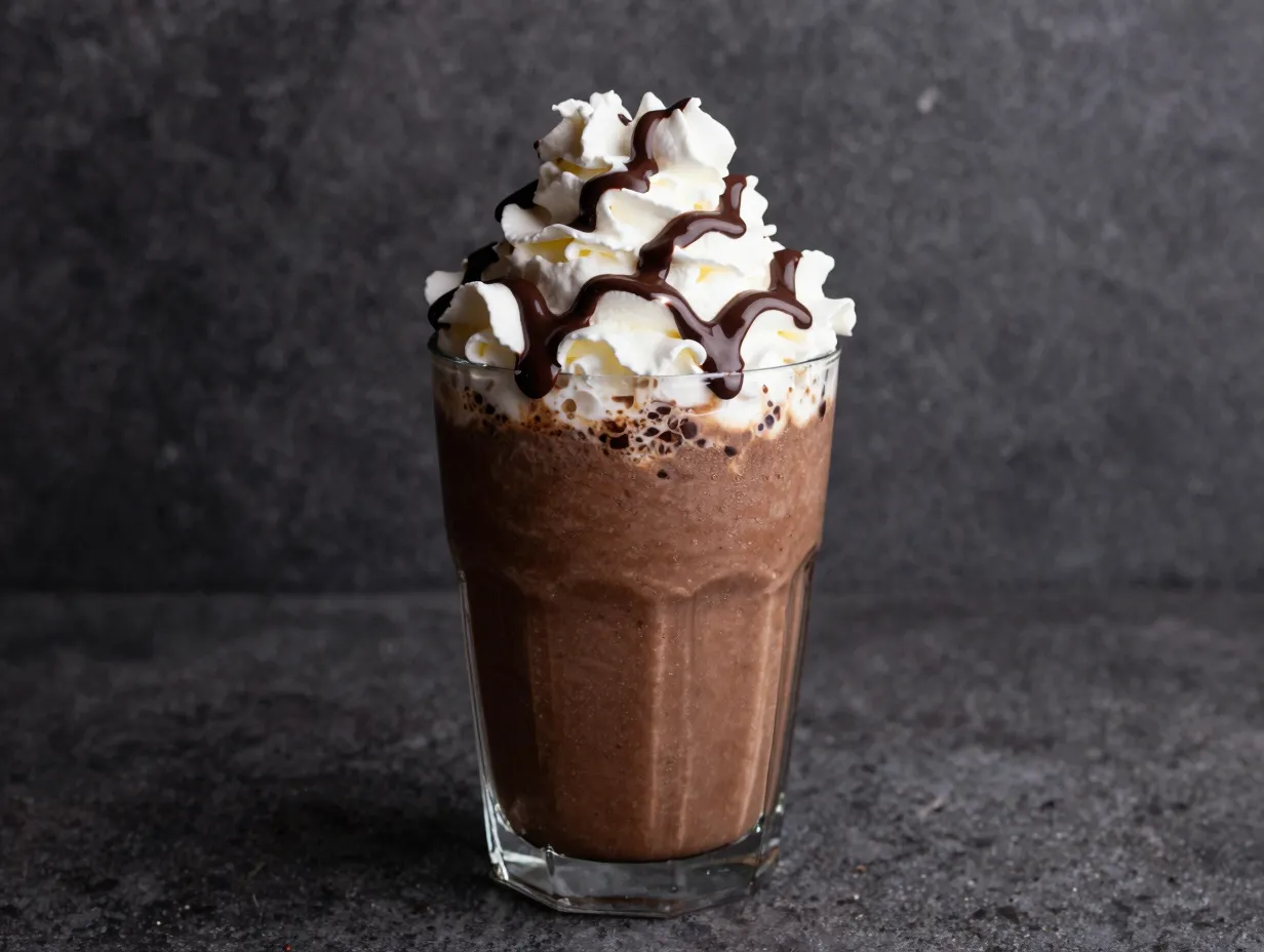 Indulgent frozen mudslide espresso slushie chocolate topped
