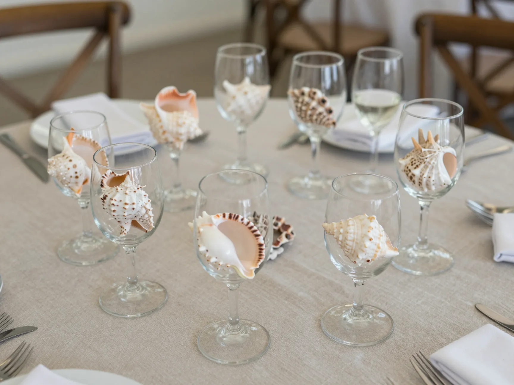 Unique handcrafted seashell wine glass beach wedding keepsake collection